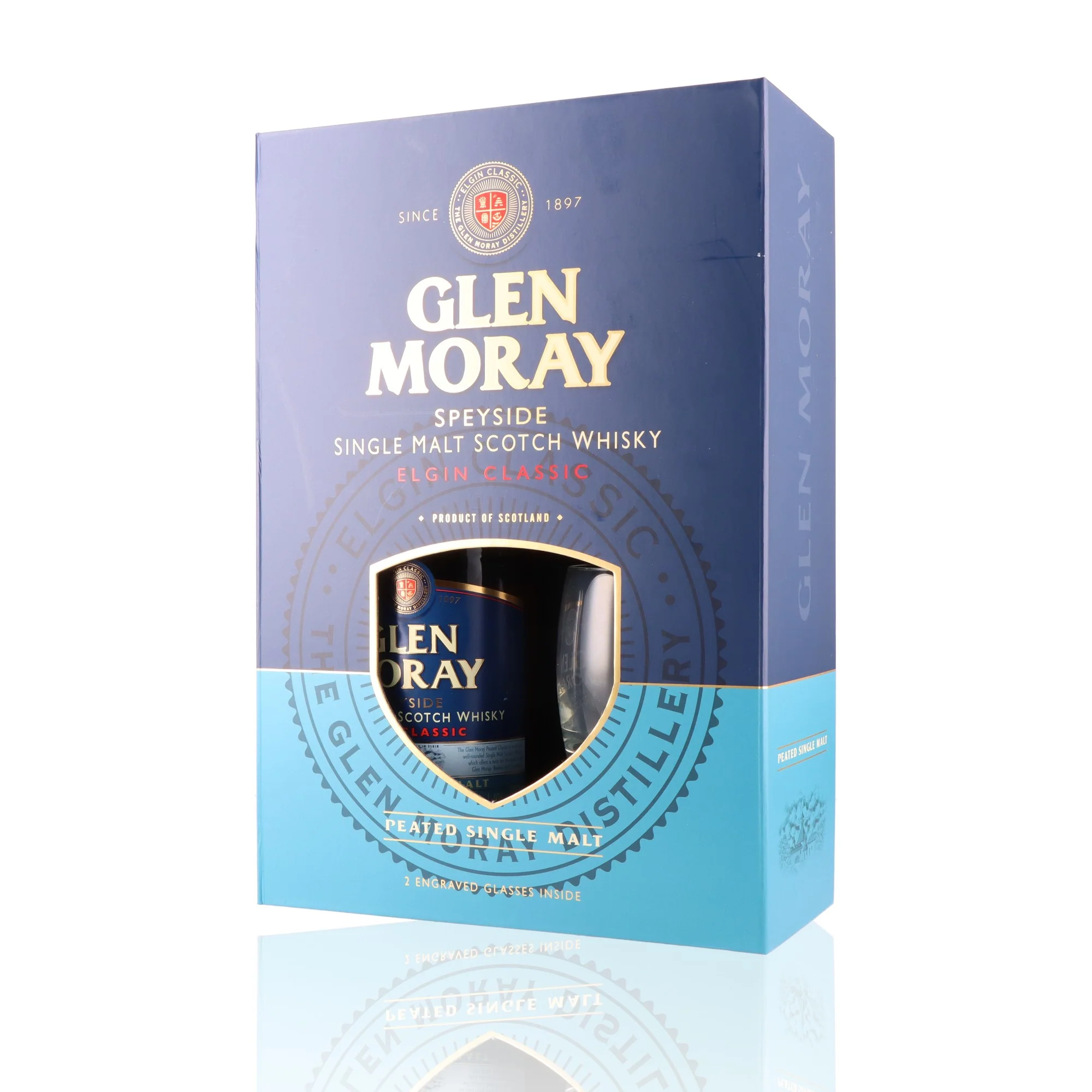 GLEN MORAY - Coffret Elgin Classic Peated + 2 Verres - 40% - Image 2